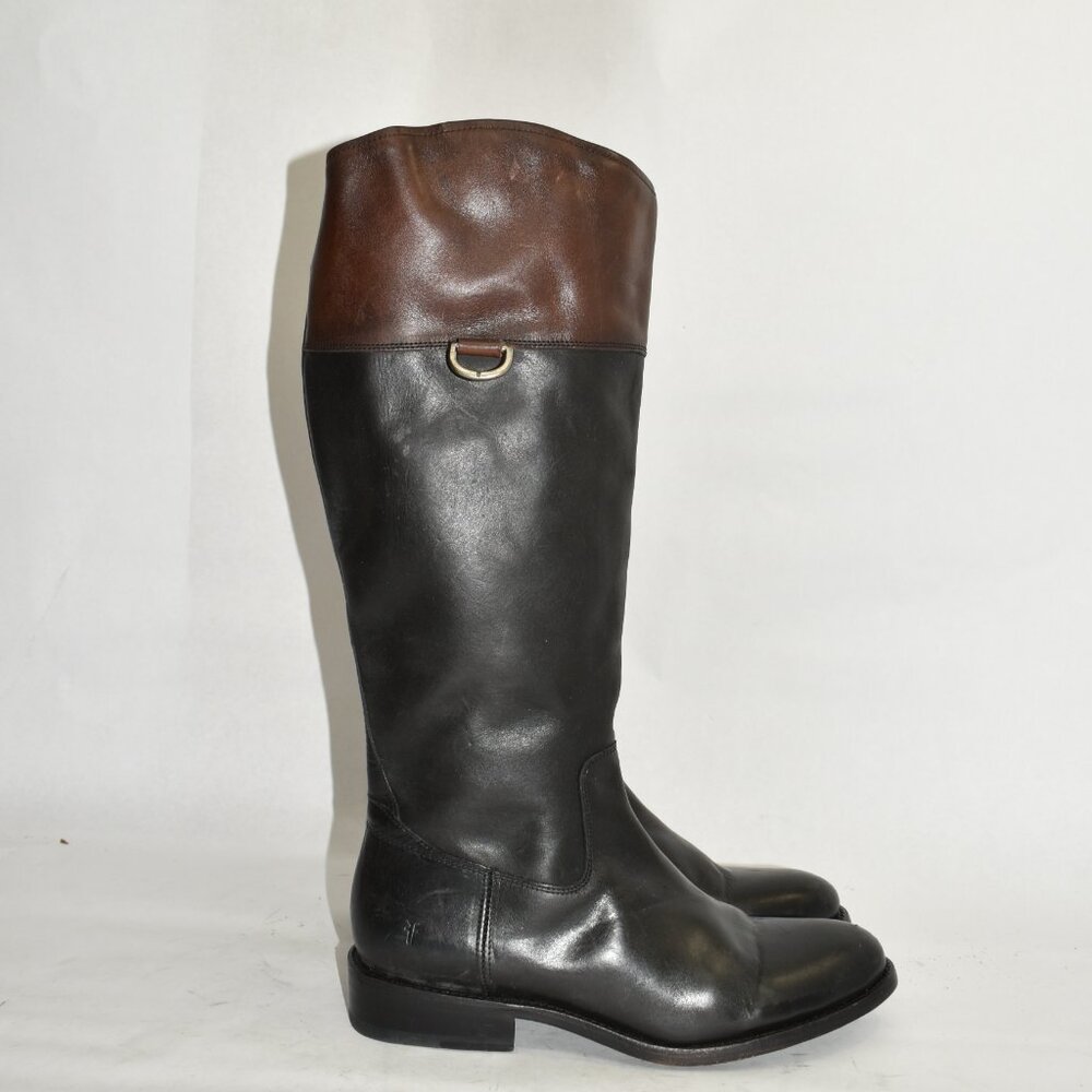 Frye Women's Black and Brown Heeled Boots - Picture 2 of 8